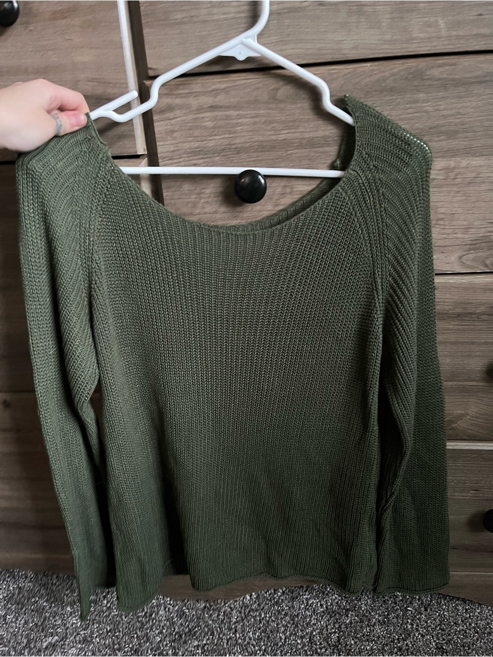 Olive/Sage Green Knit Long Sleeve Sweater